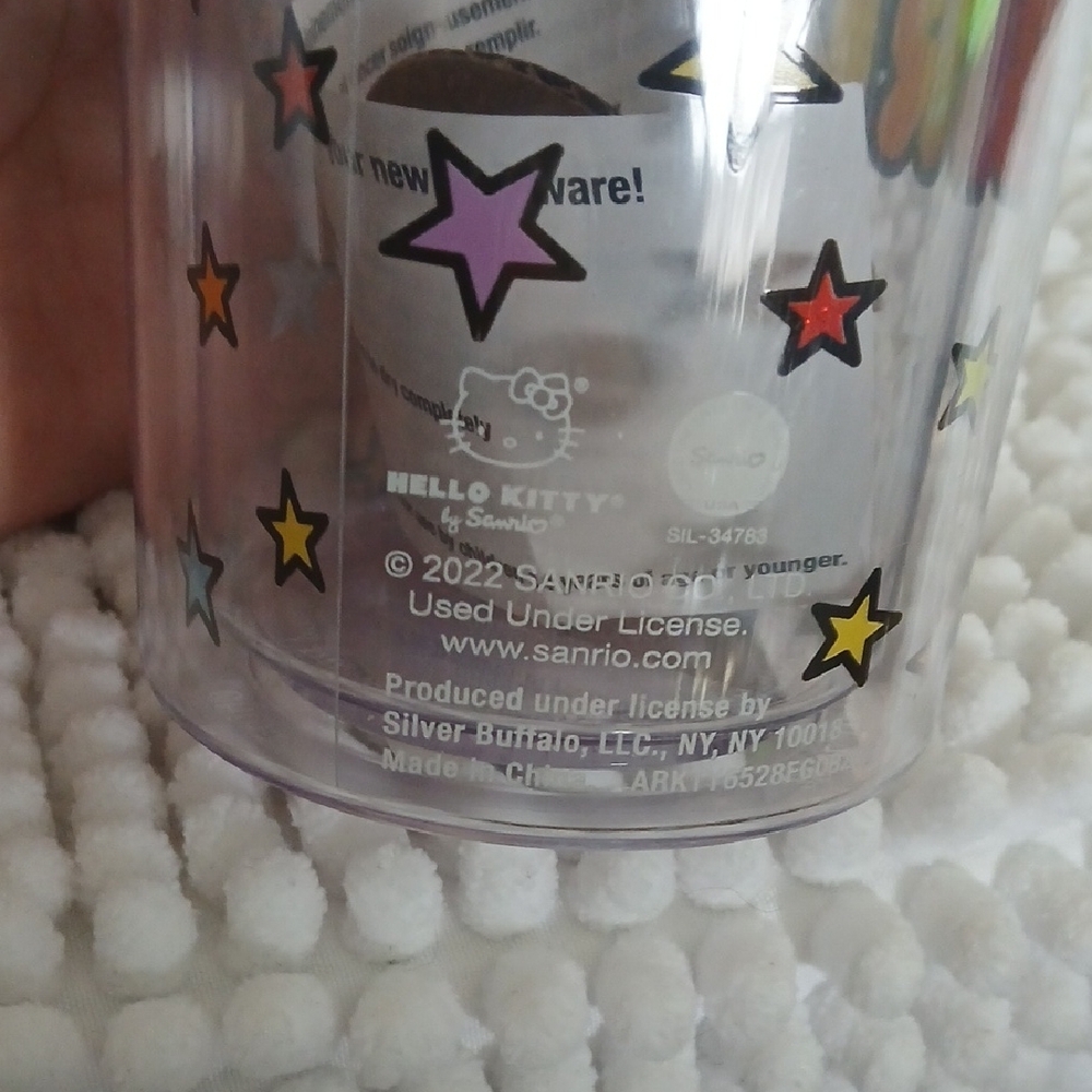 Hello Kitty Colorful Girly SHINE BRIGHT Tumbler with Red Lid and Colorful Stars - Picture 4 of 8